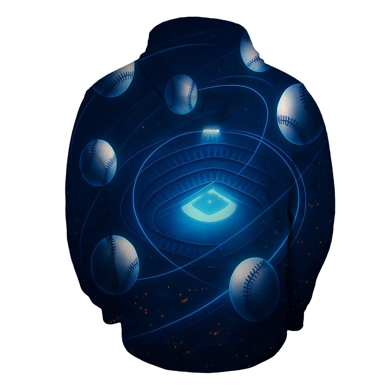 Orbiting Baseballs Over City Lights hoodie styles