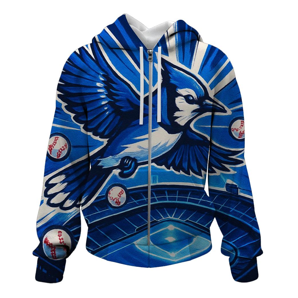 Rooftop Glide Over Blue Jays Diamond designer hoodies