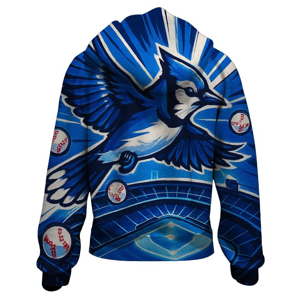 Rooftop Glide Over Blue Jays Diamond designer hoodies