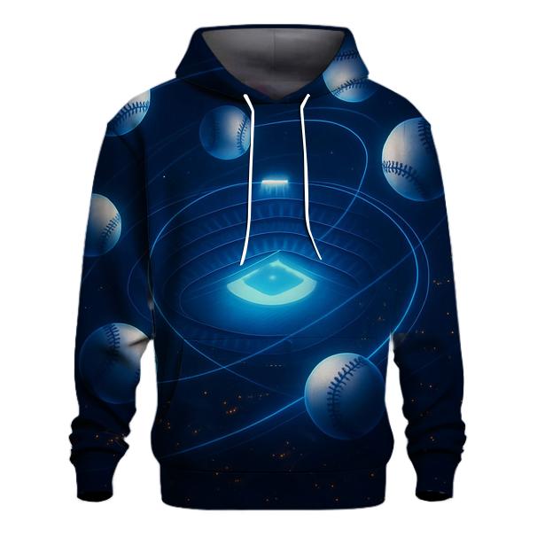 Orbiting Baseballs Over City Lights custom hoodies