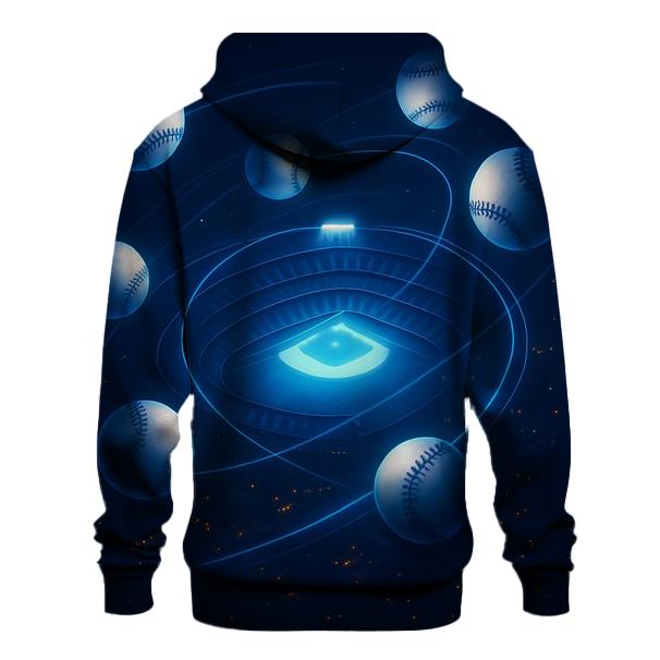 Orbiting Baseballs Over City Lights custom hoodies