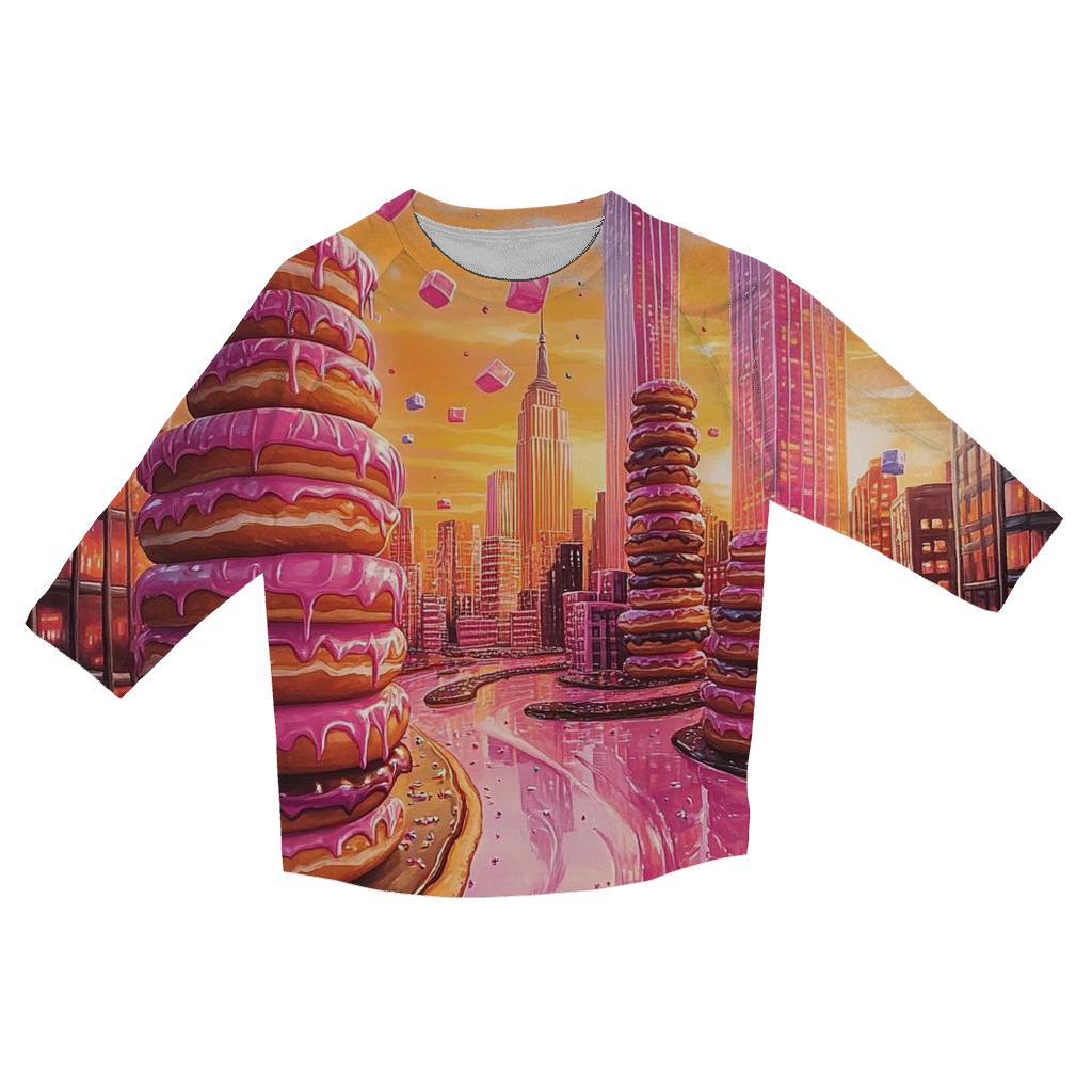 Donut Drip Cityscape trendy 3/4 sleeve tops