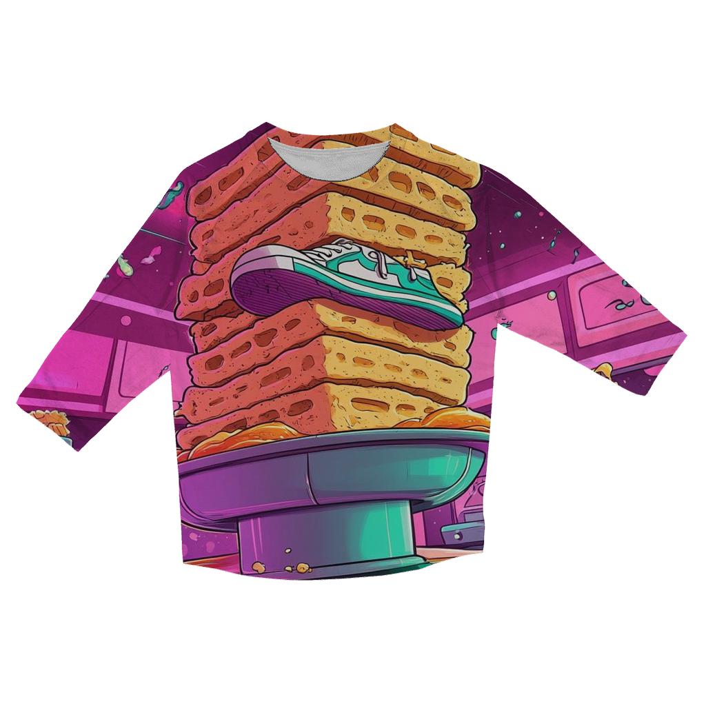 Breakfast Battle Retro Toon Rumble stylish quarter sleeve tops