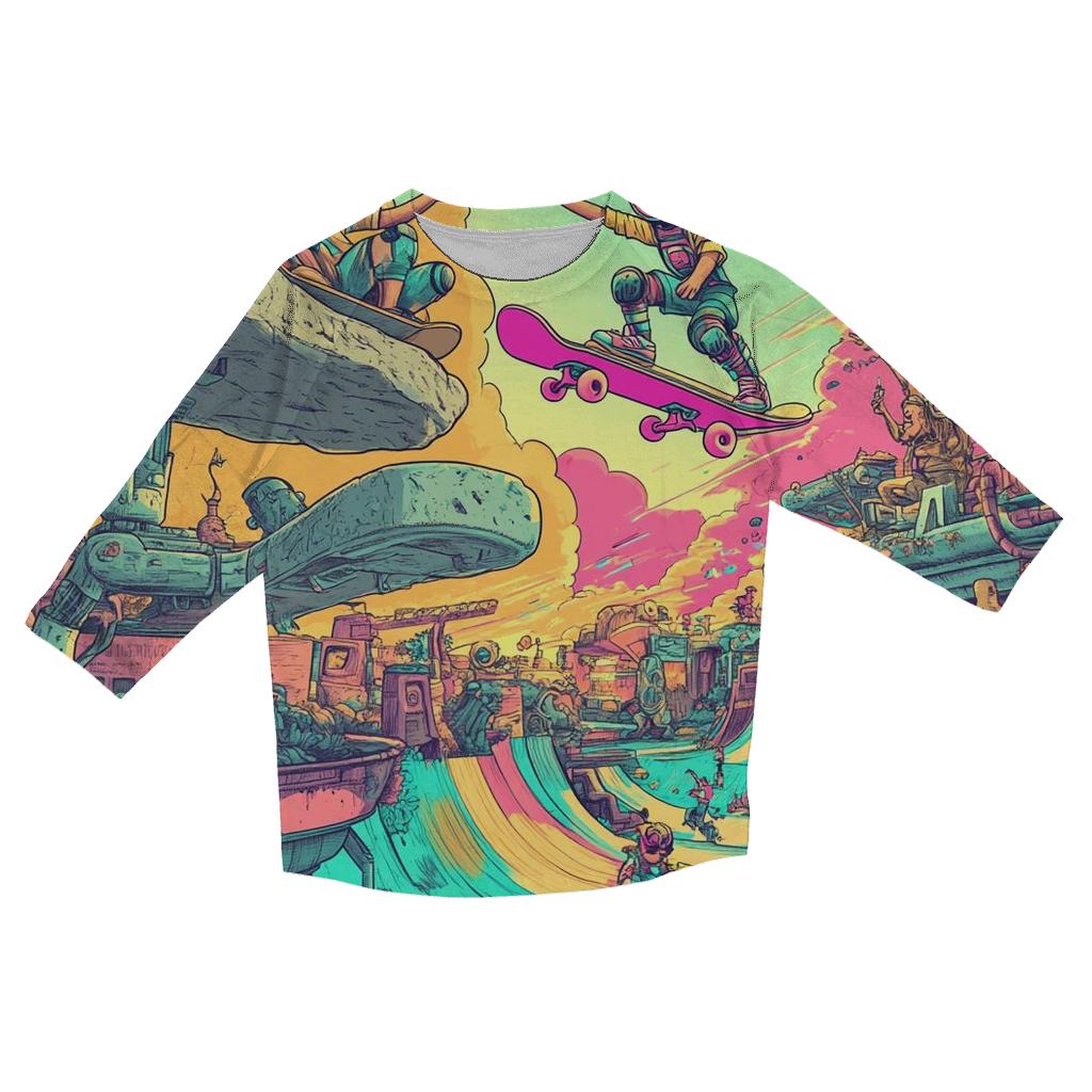 Skatepark Of Time Warped Toons designer 3/4 sleeve blouses
