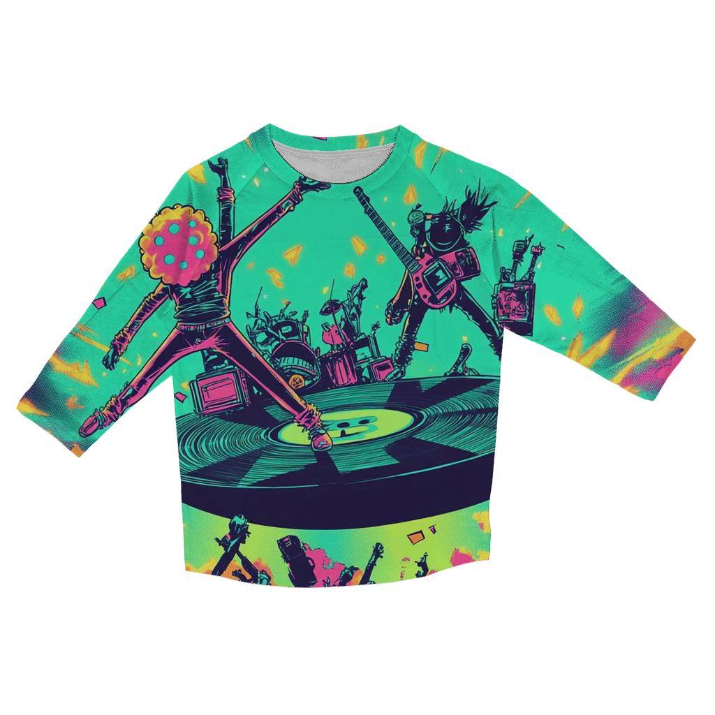 Bubblegum Battle Of The Retro Bands casual three quarter sleeve shirts