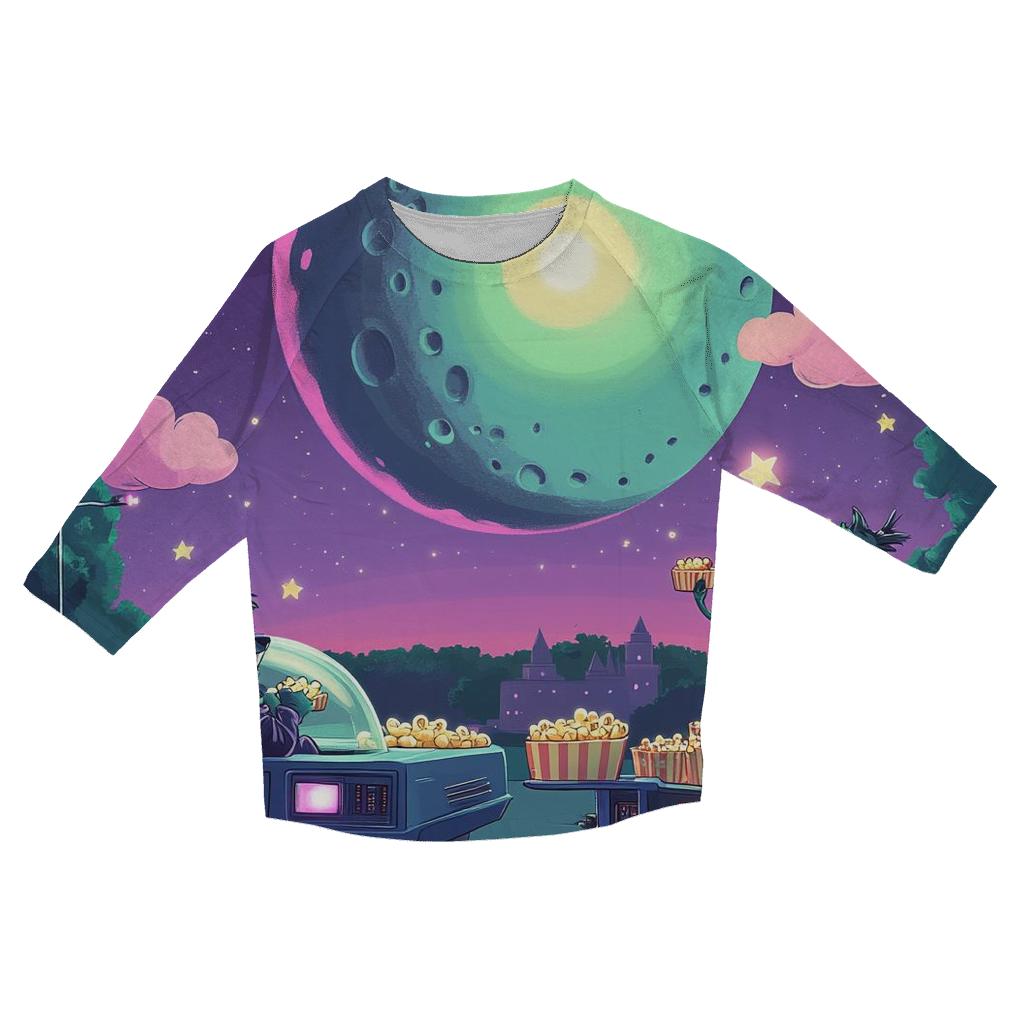 Moonlight Monster Drive In printed three quarter sleeve shirts