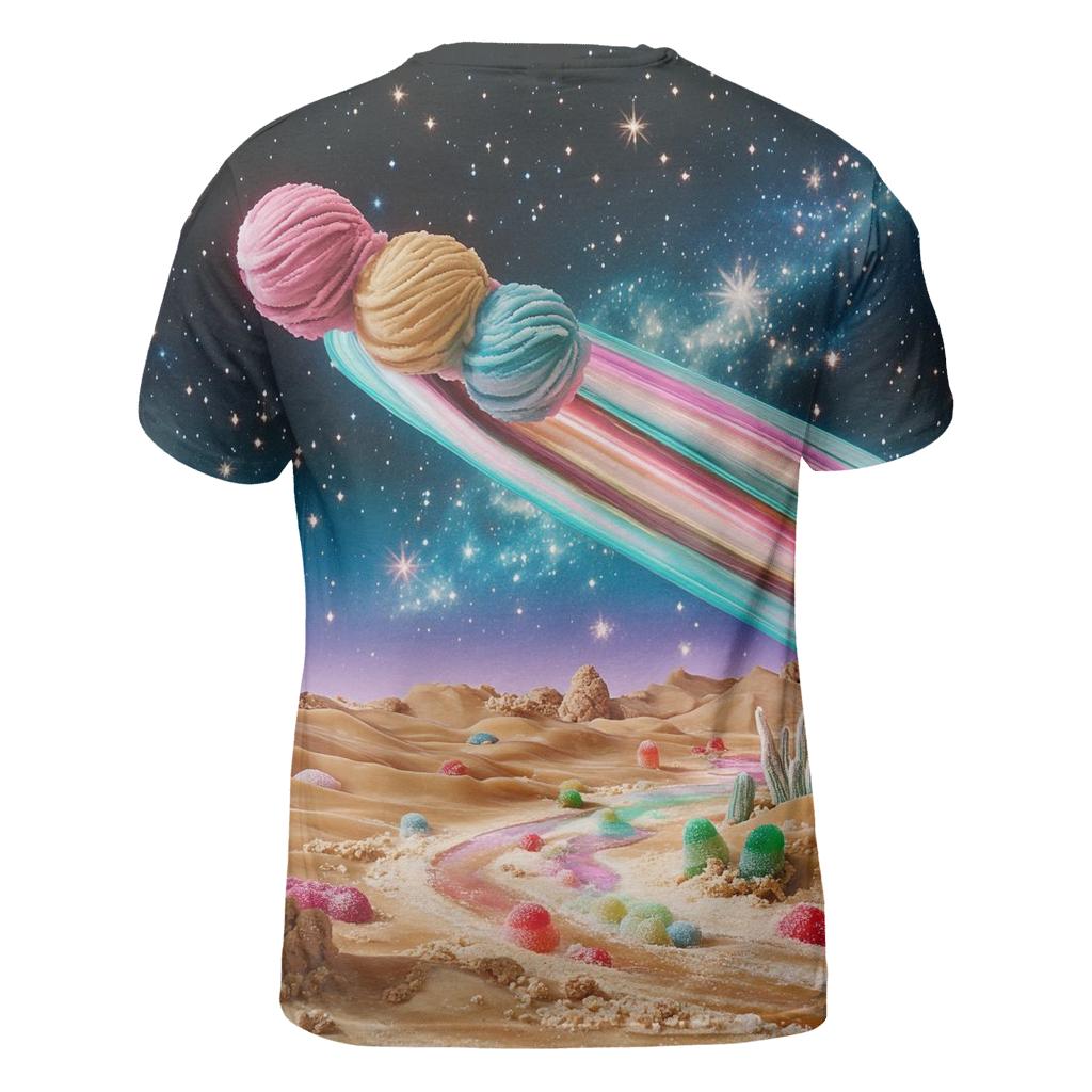 Ice Cream Comet Over Candy Desert vibrant all-over design tees