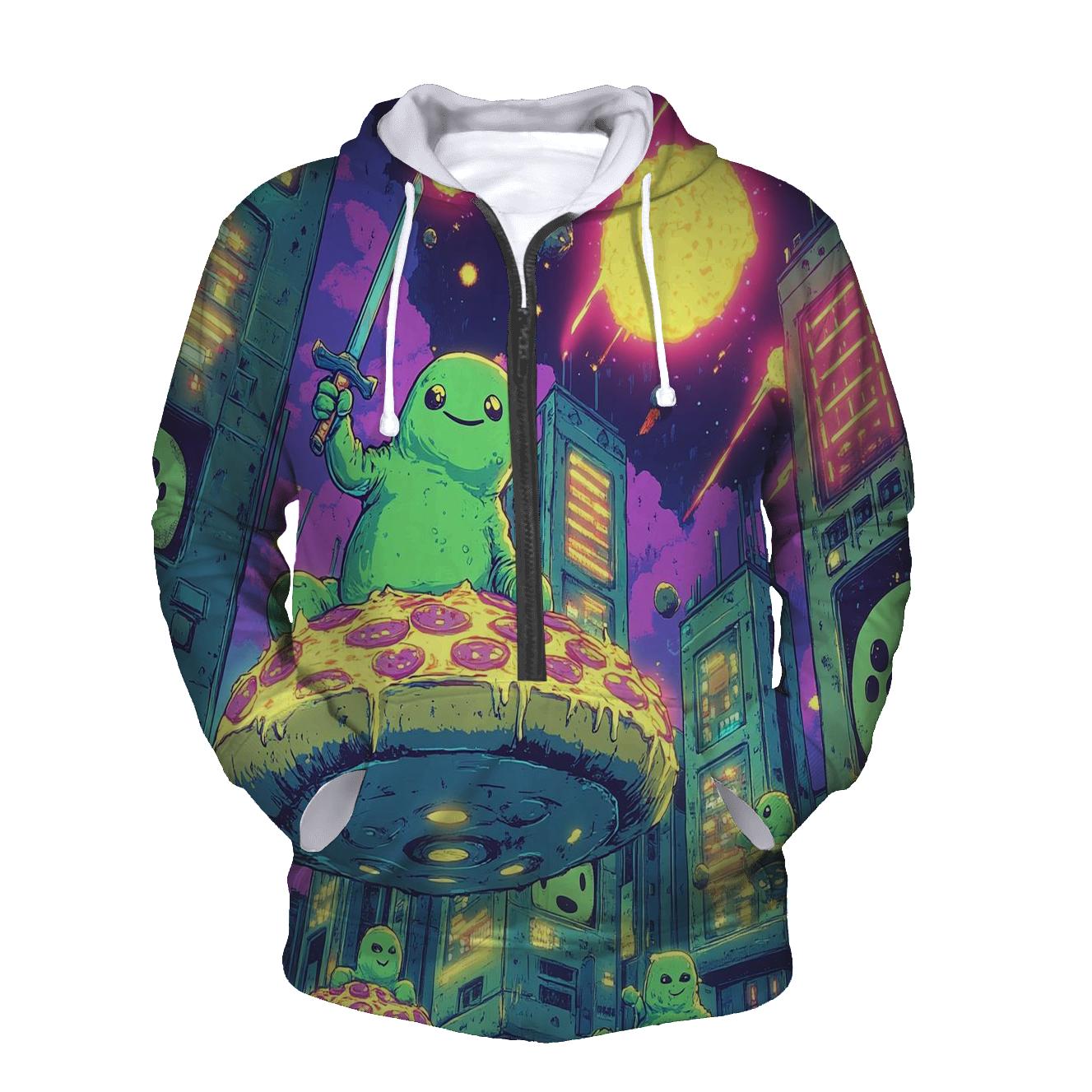 Arcade Aliens Pizza Patrol graphic hoodies