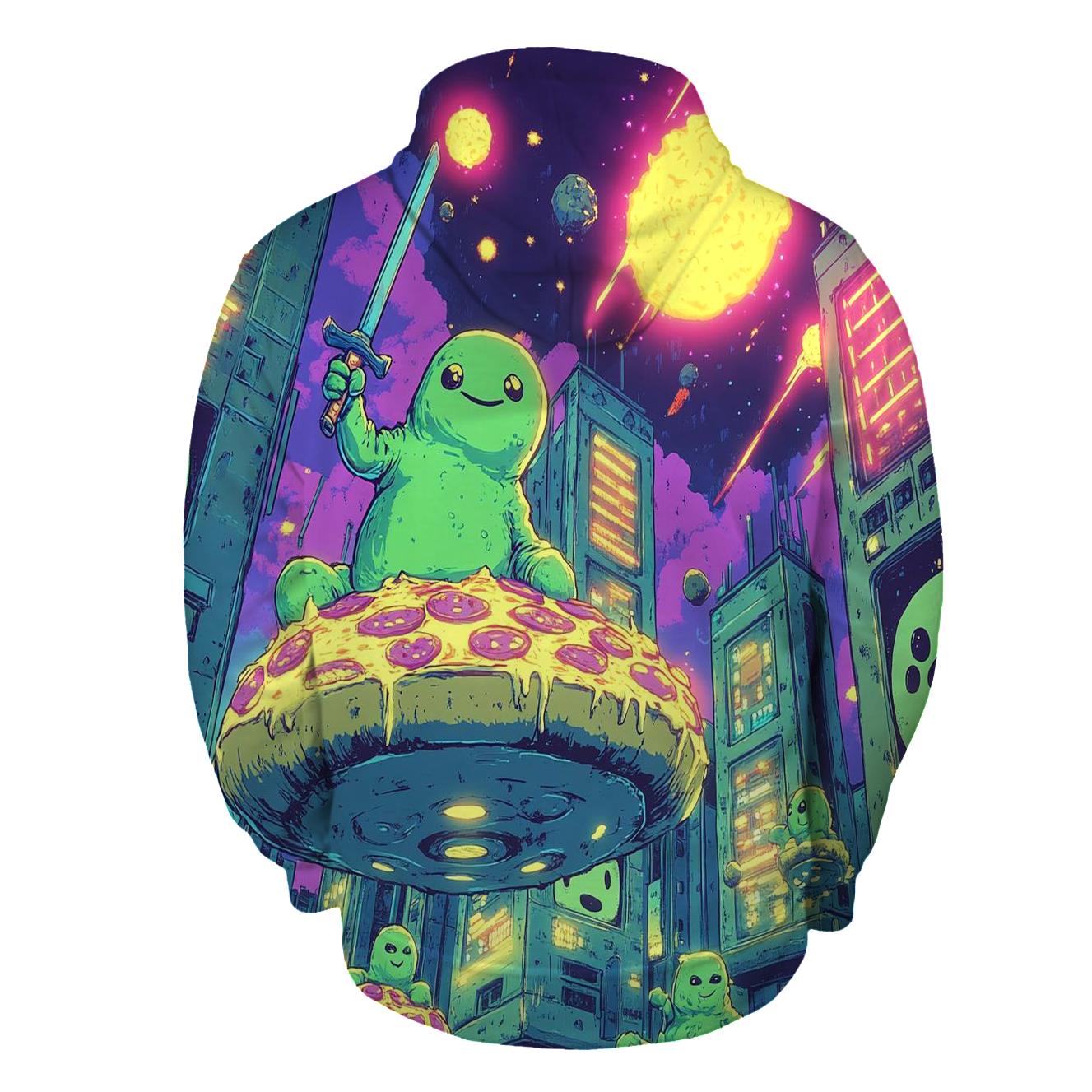 Arcade Aliens Pizza Patrol graphic hoodies