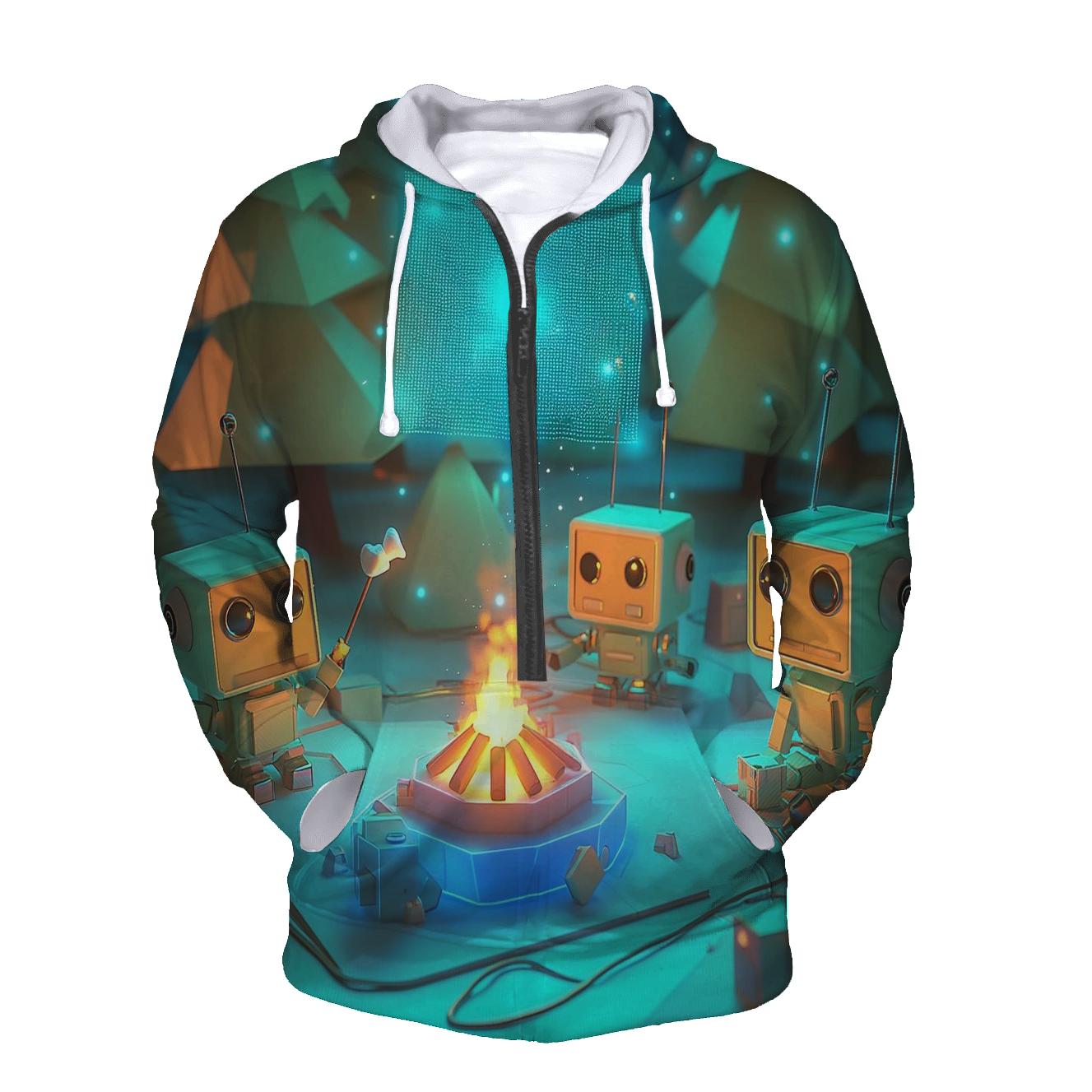 Retro Robot Camping Chaos lightweight hoodies