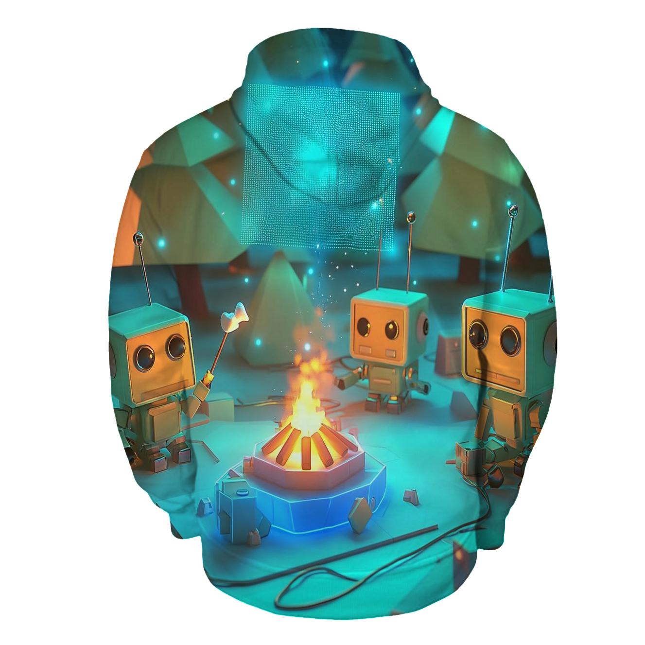 Retro Robot Camping Chaos lightweight hoodies