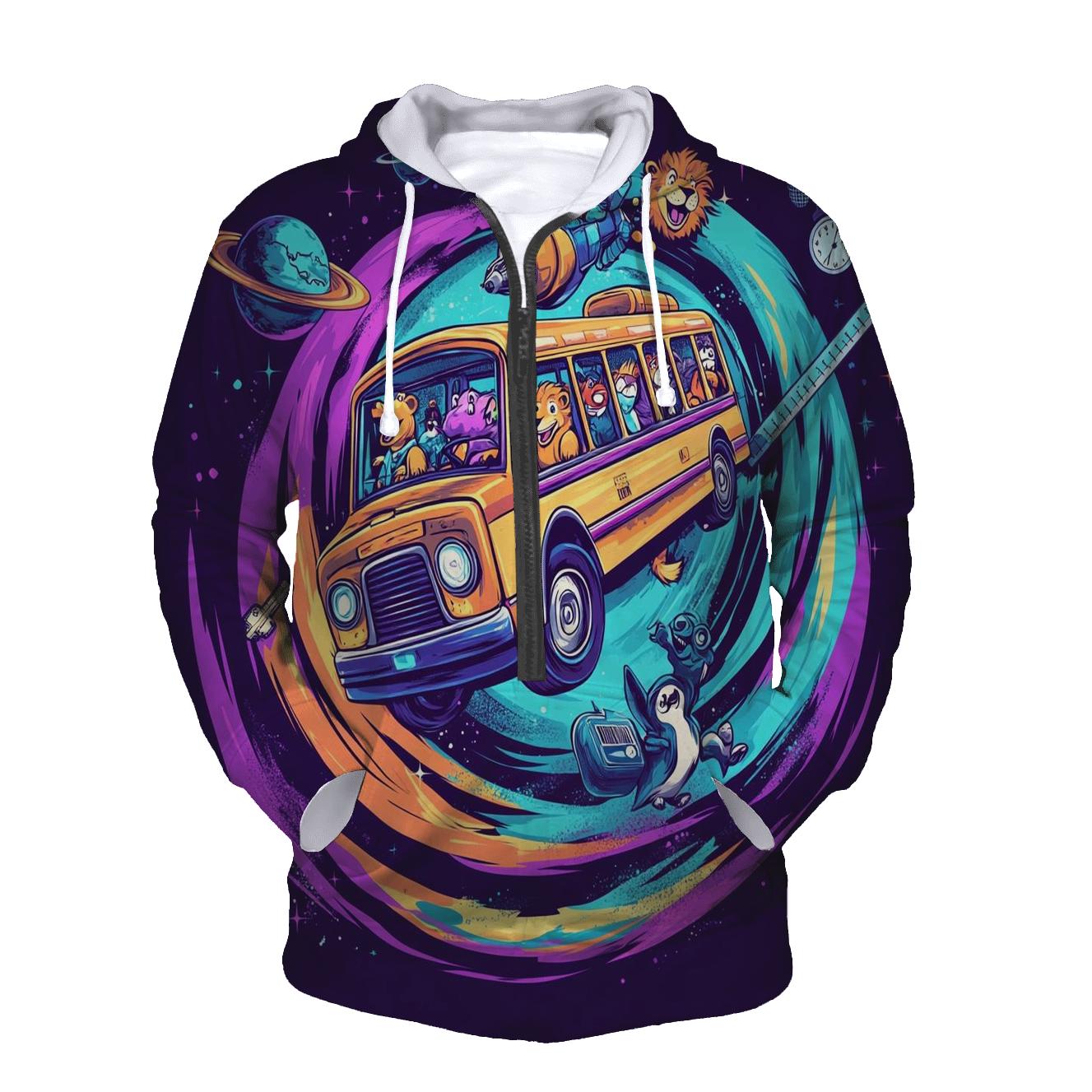 Time Traveling School Bus Zoo designer hoodies