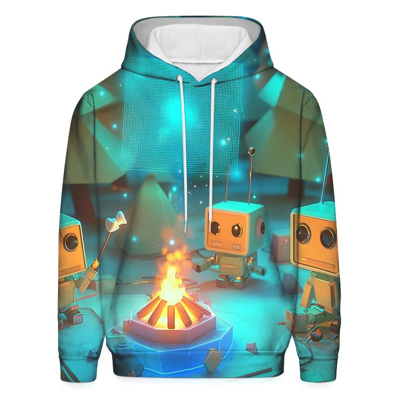Retro Robot Camping Chaos hoodie styles