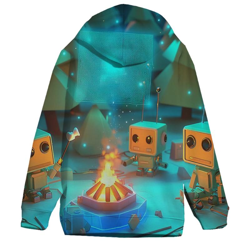 Retro Robot Camping Chaos hoodie styles