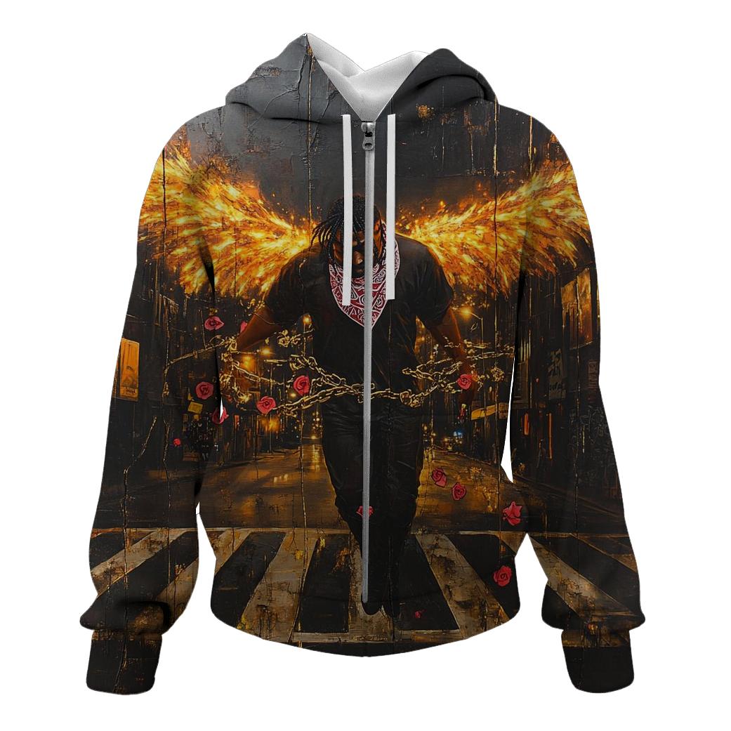 Thug Angel Over Asphalt embroidered hoodies