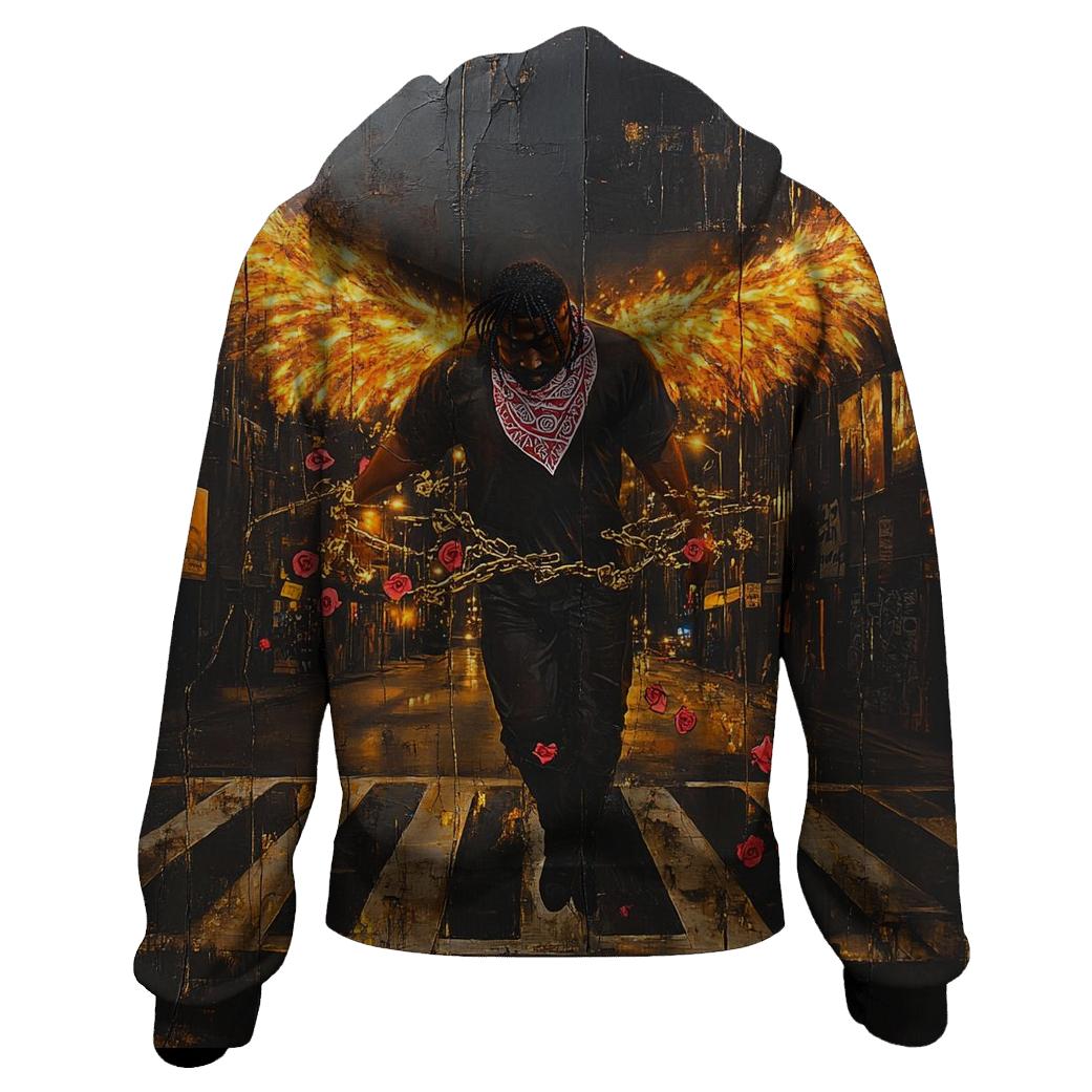 Thug Angel Over Asphalt embroidered hoodies