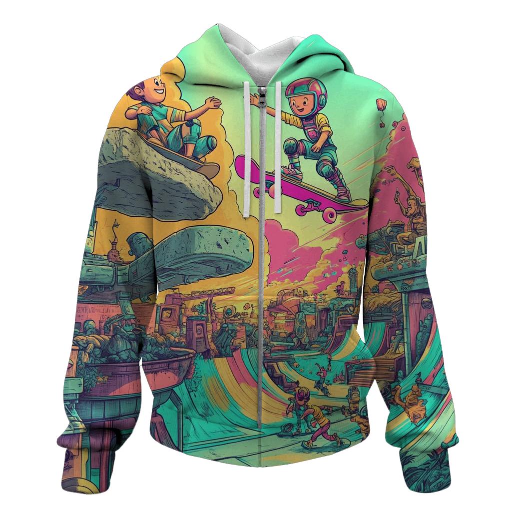 Skatepark Of Time Warped Toons zip-up hoodies