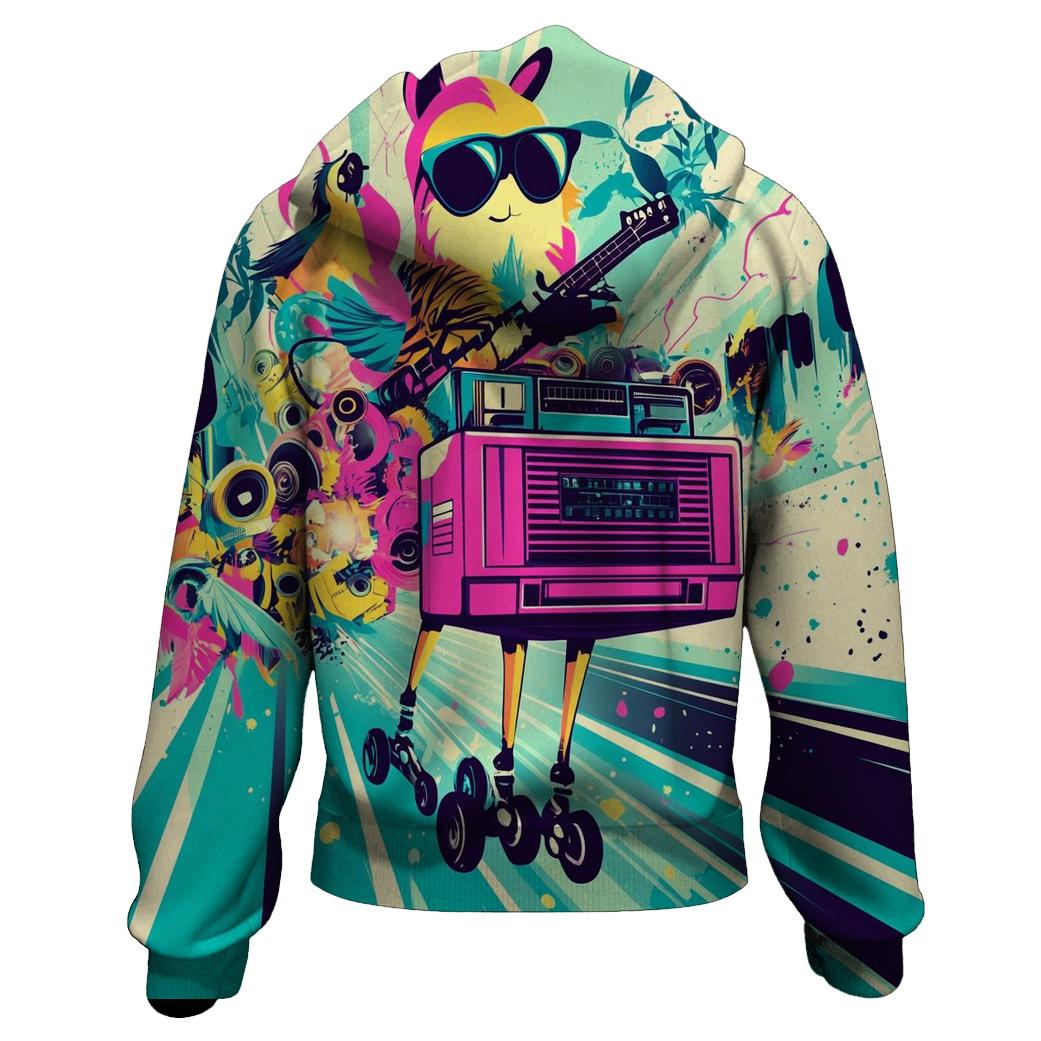Neon Jungle Boom Box Safari graphic hoodies