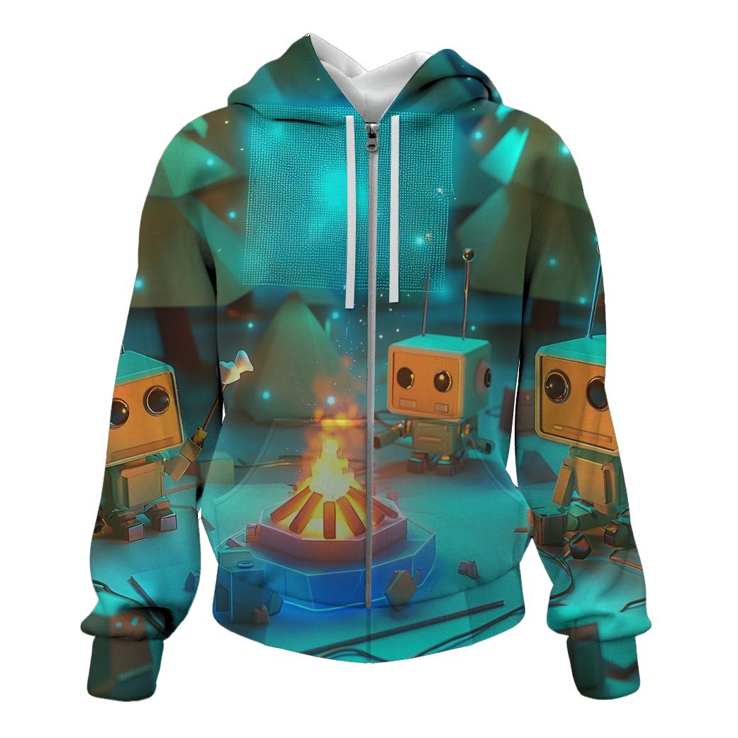 Retro Robot Camping Chaos lightweight hoodies