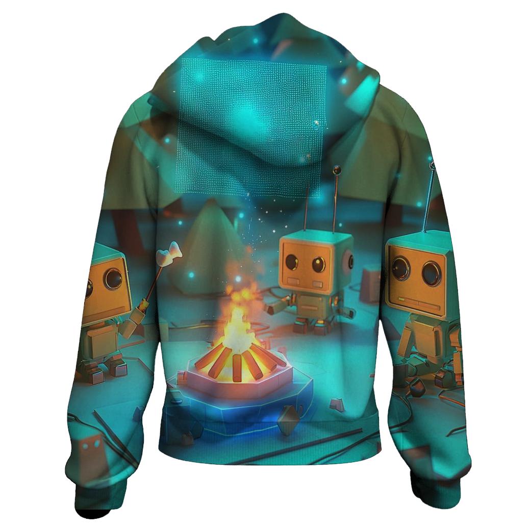 Retro Robot Camping Chaos lightweight hoodies