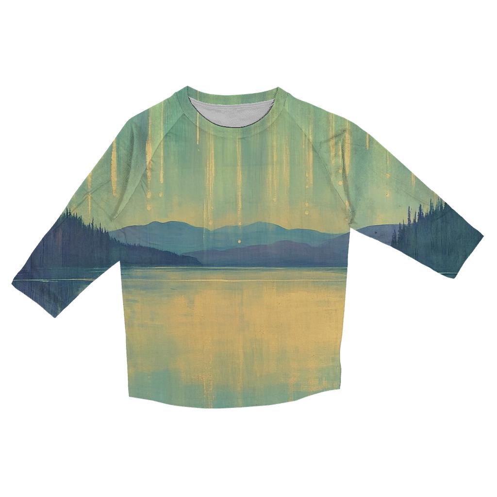 Claude Monet Inspired Aurora Lakescape fashion 3/4 sleeve shirts