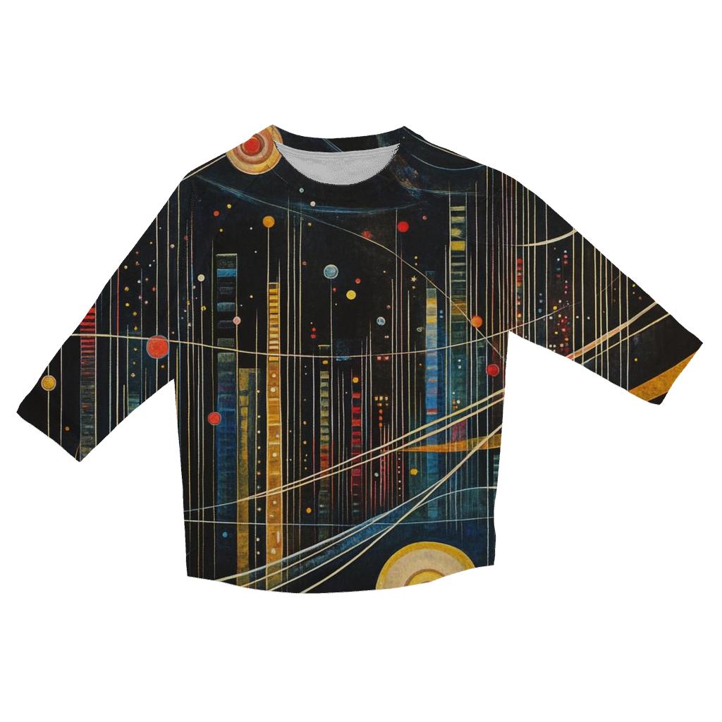 Wassily Kandinsky Inspired Galactic Citylights personalized 3/4 sleeve tees