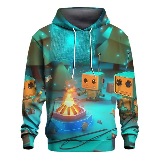 Retro Robot Camping Chaos designer hoodies