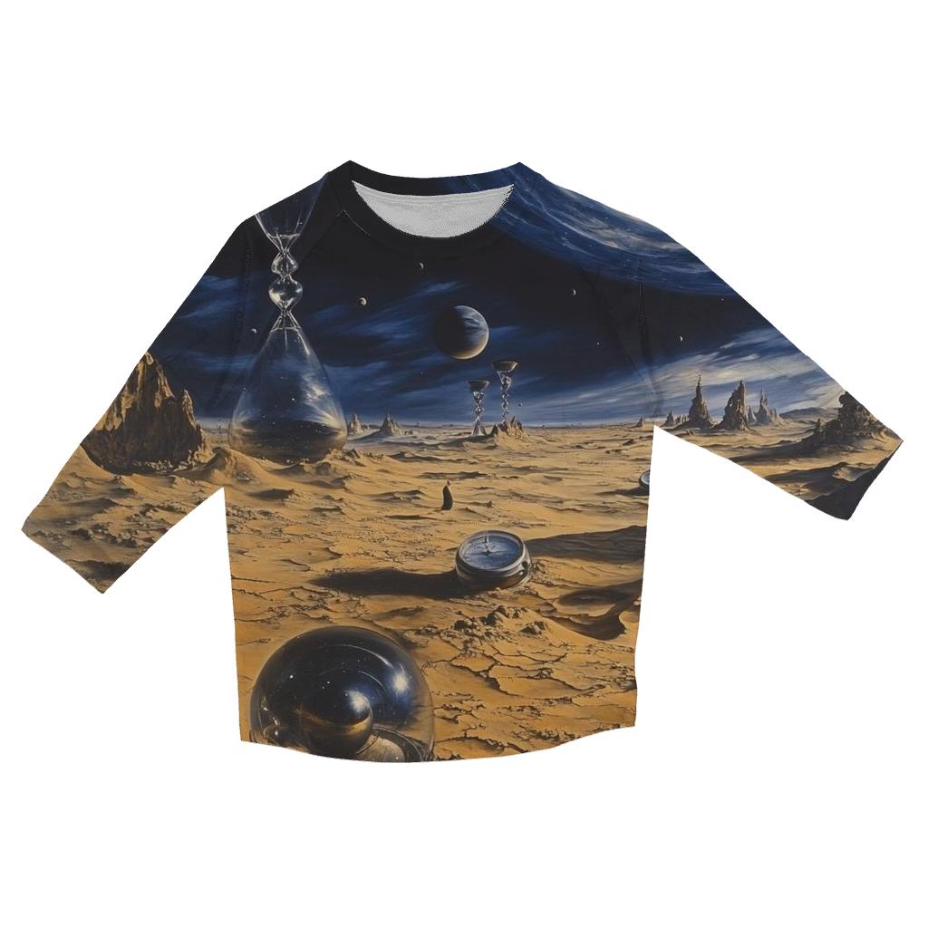 Salvador Dali Inspired Time Dilation Desert casual three quarter sleeve shirts