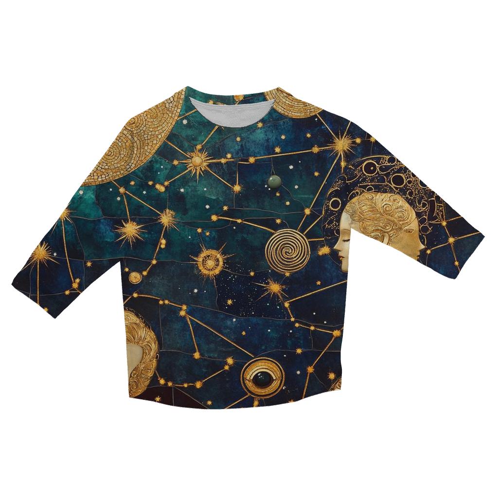 Gustav Klimt Inspired Golden Zodiac Constellations trendy 3/4 sleeve tops