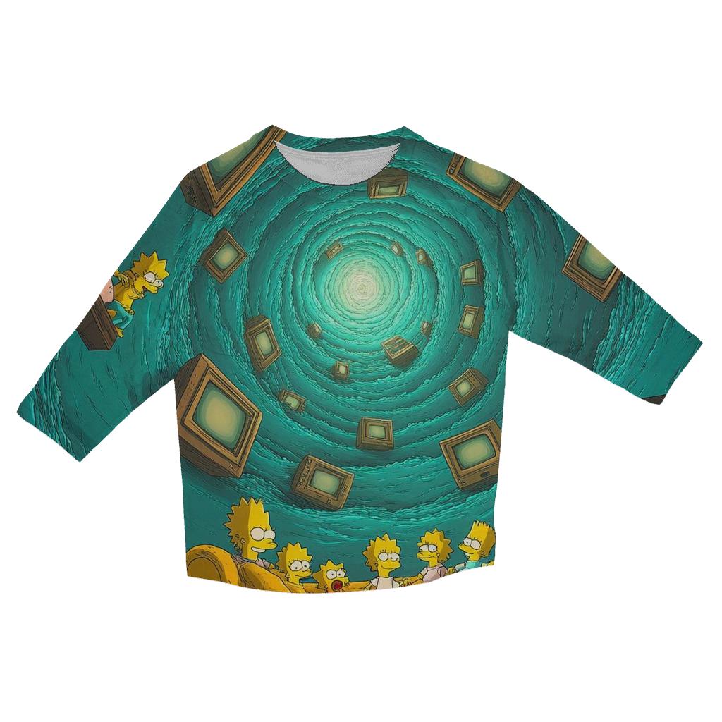 Couch Gag Dimension Spiral casual three quarter sleeve shirts