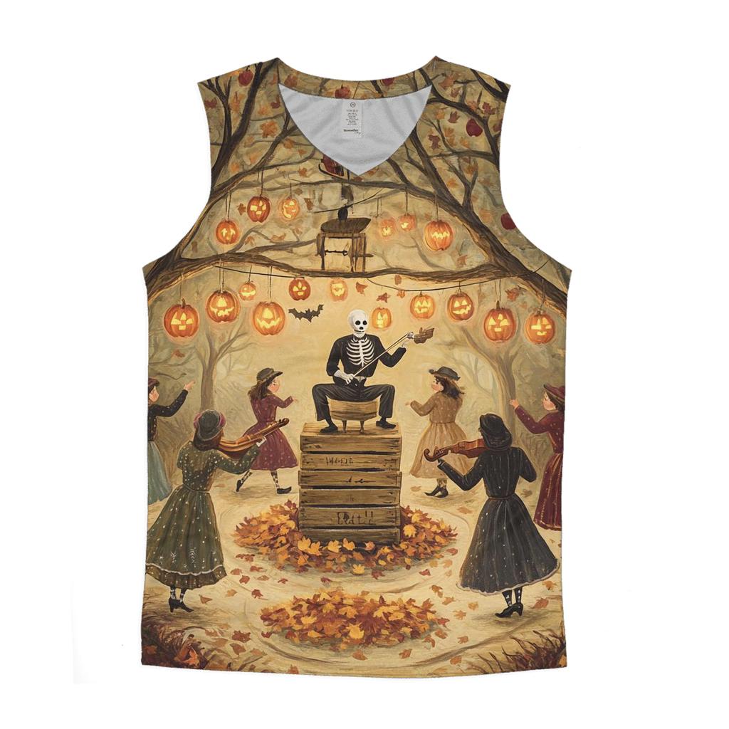 Harvest Dance In The Haunted Orchard graphic print tank tops