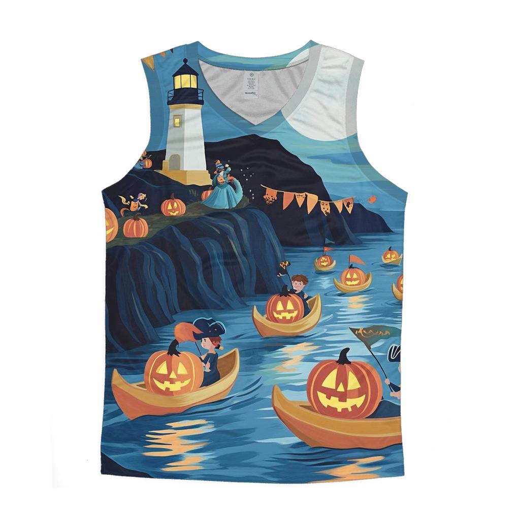 Seaside Halloween Lantern Regatta graphic print tank tops