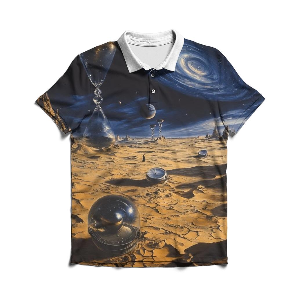 Salvador Dali Inspired Time Dilation Desert branded logo polo shirts