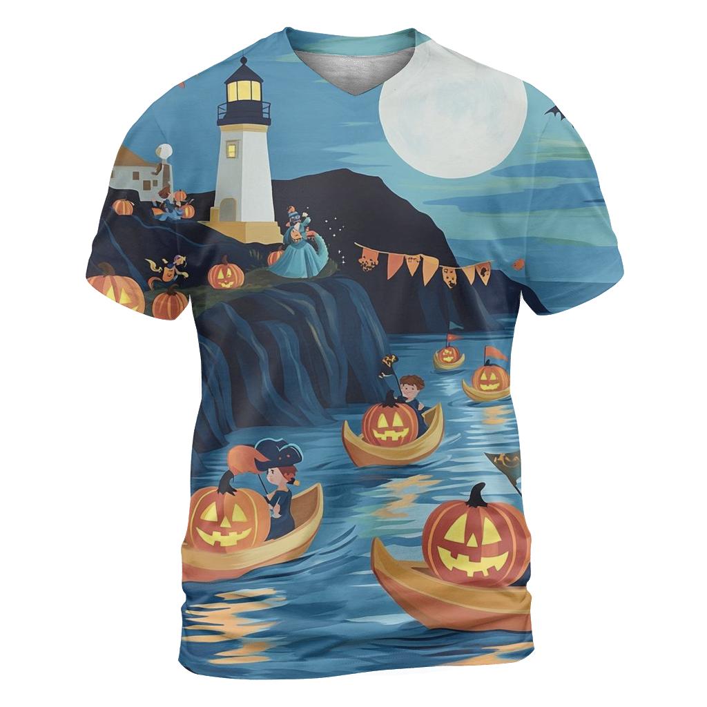 Seaside Halloween Lantern Regatta unique graphic print tees