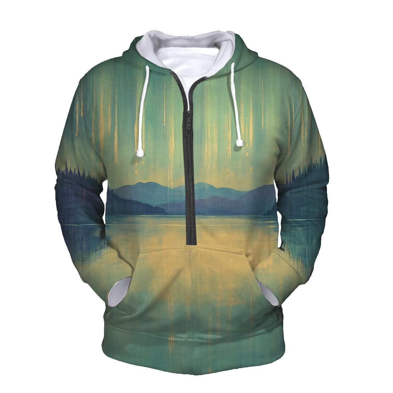Claude Monet Inspired Aurora Lakescape premium hoodies