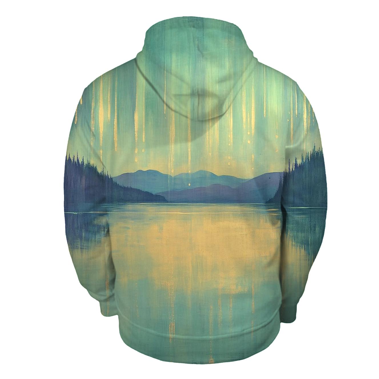 Claude Monet Inspired Aurora Lakescape premium hoodies