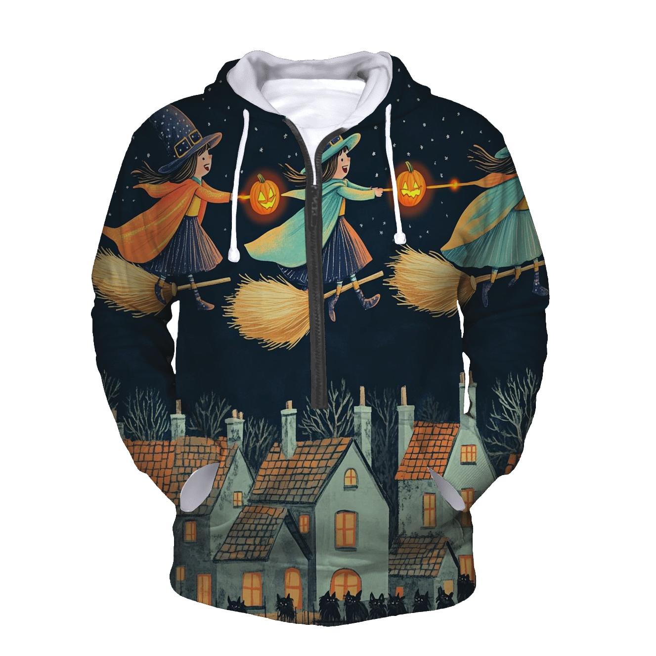Moonlit Spooky Broomstick Relay lightweight hoodies
