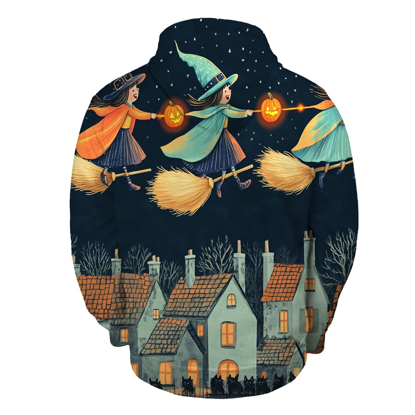 Moonlit Spooky Broomstick Relay lightweight hoodies