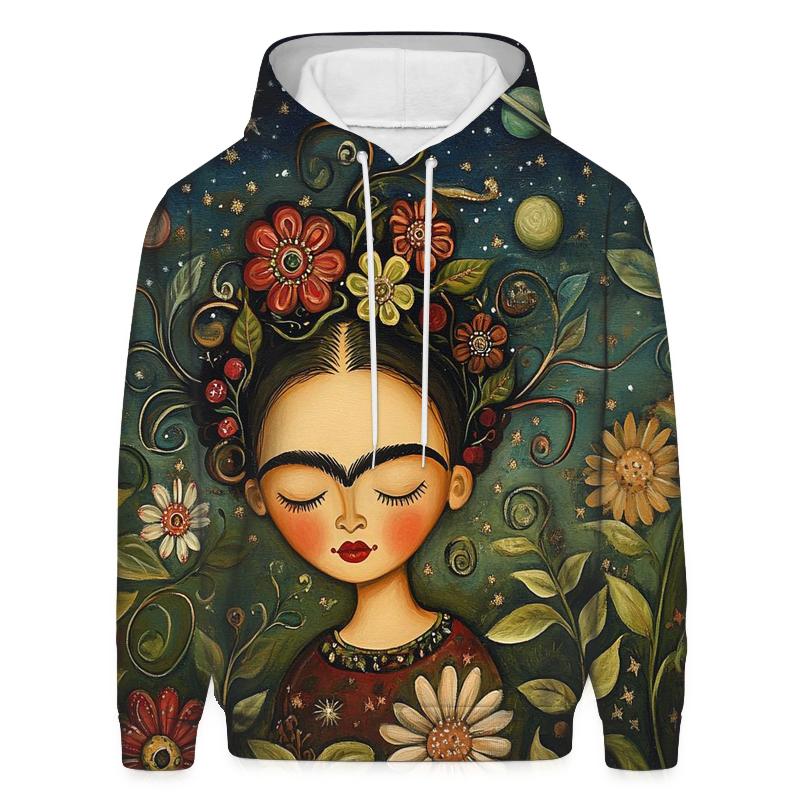 Frida Kahlo Inspired Cosmic Self Portrait Garden hoodie styles