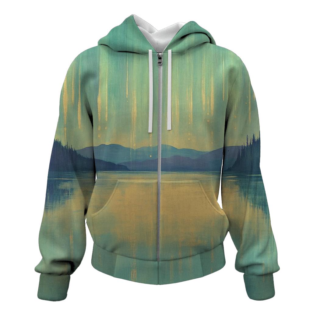 Claude Monet Inspired Aurora Lakescape heavyweight hoodies
