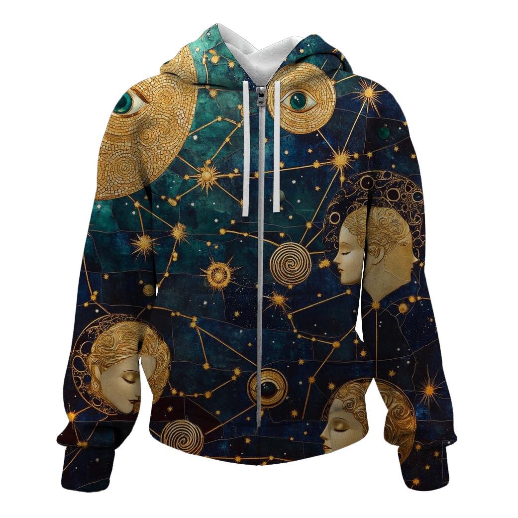 Gustav Klimt Inspired Golden Zodiac Constellations pullover hoodies