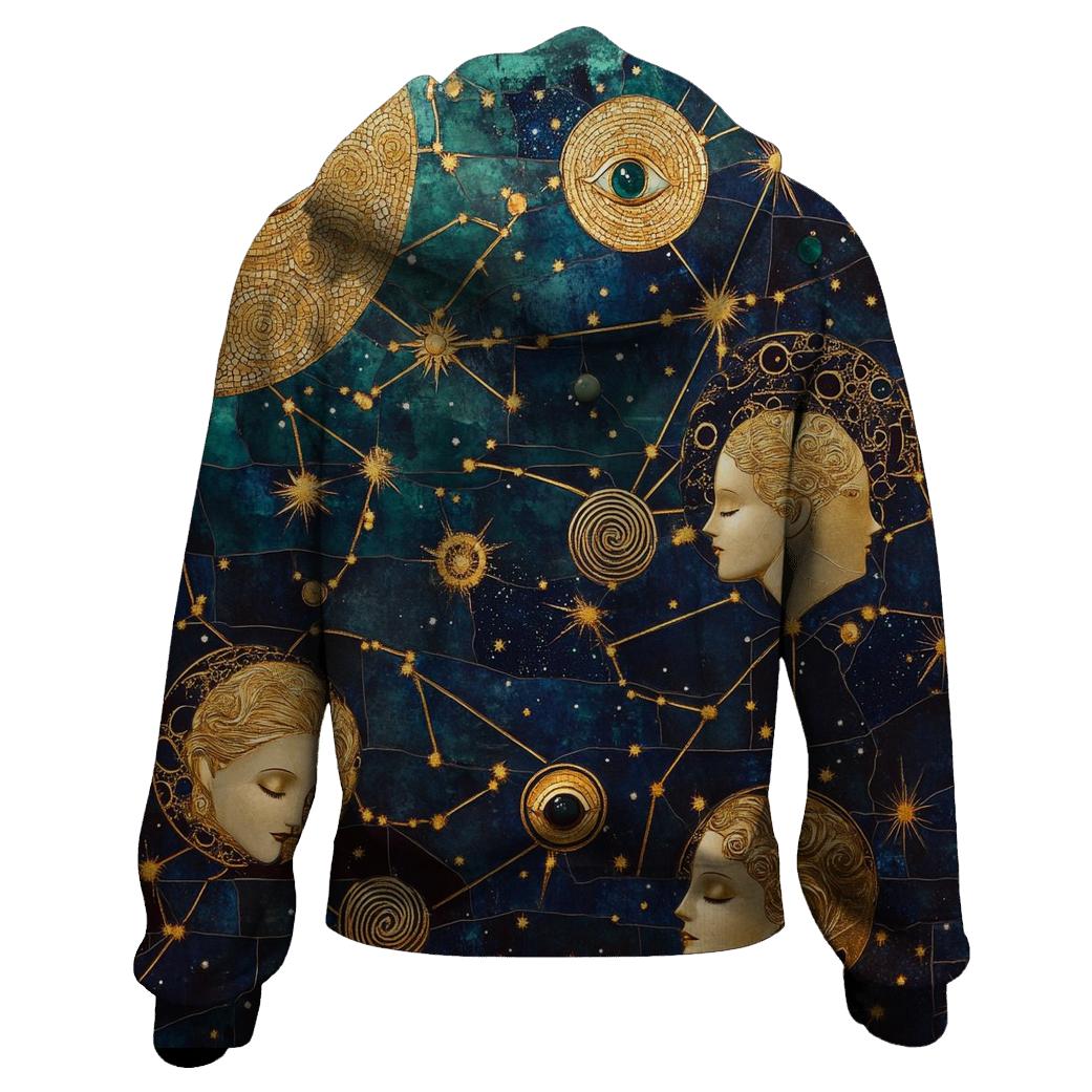 Gustav Klimt Inspired Golden Zodiac Constellations pullover hoodies