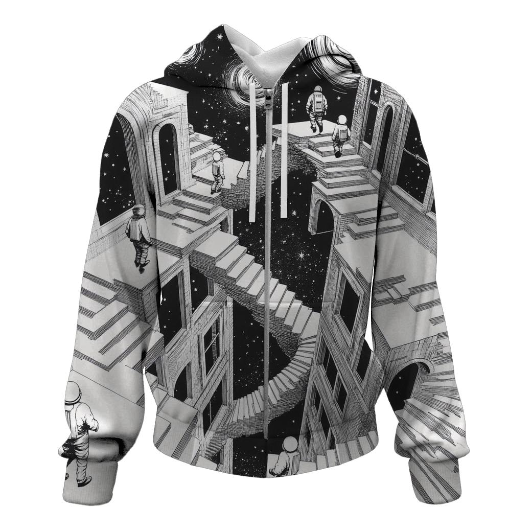 MC Escher Inspired Infinite Space Staircase premium hoodies
