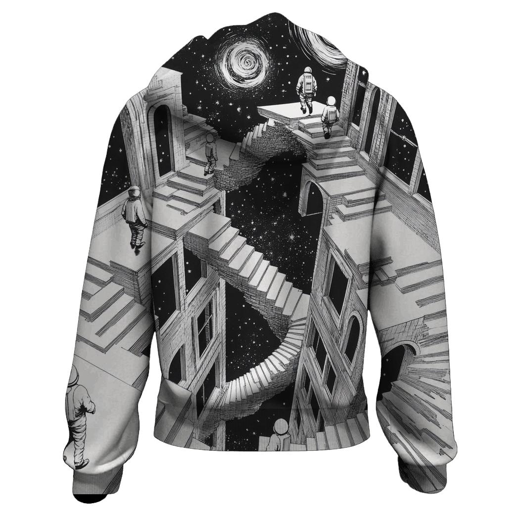 MC Escher Inspired Infinite Space Staircase premium hoodies