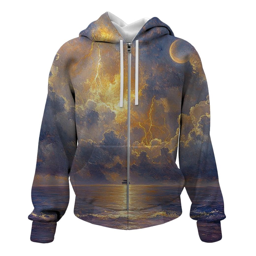 JMW Turner Inspired Storm Over Distant Planet embroidered hoodies