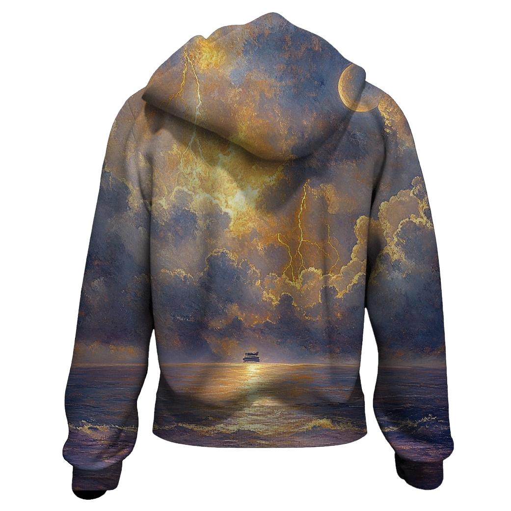 JMW Turner Inspired Storm Over Distant Planet embroidered hoodies