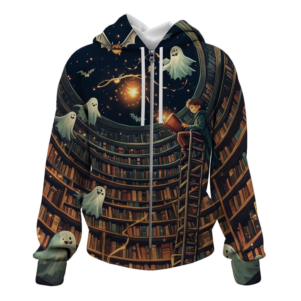 Spooky Library Of Whispering Books premium hoodies