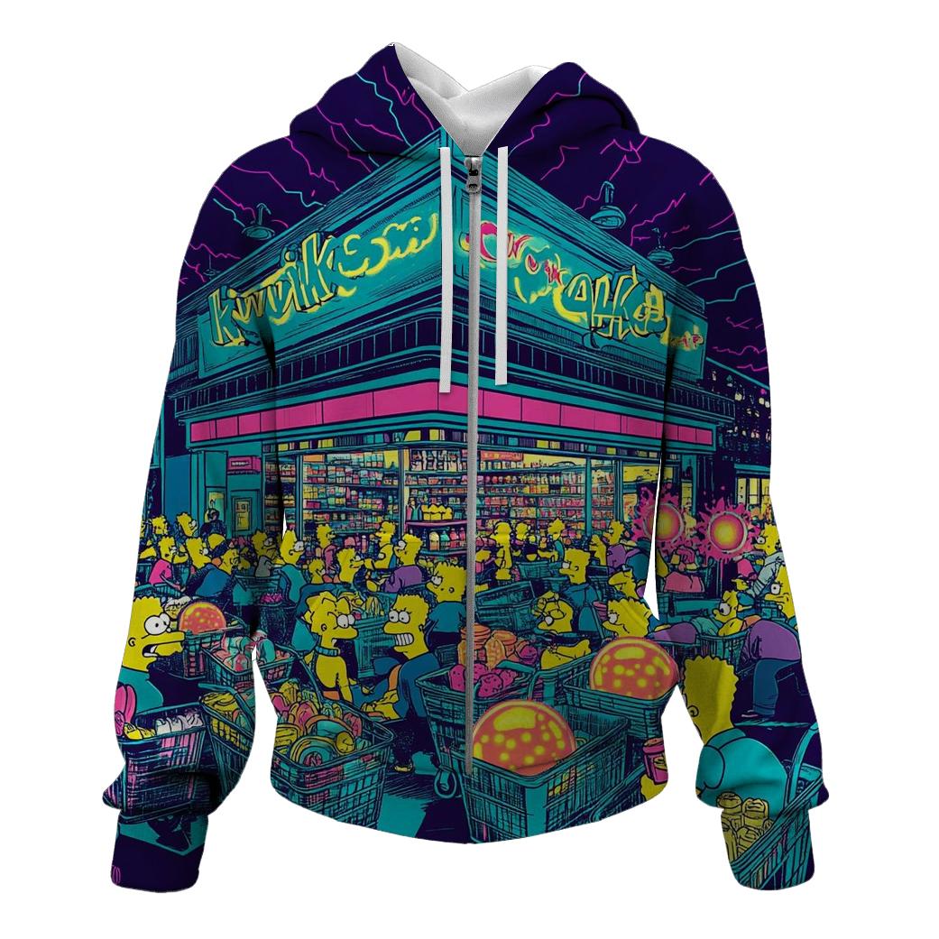 Kwik E Mart Midnight Neon Rush embroidered hoodies