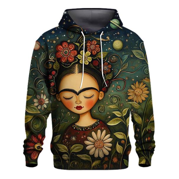 Frida Kahlo Inspired Cosmic Self Portrait Garden zip-up hoodies