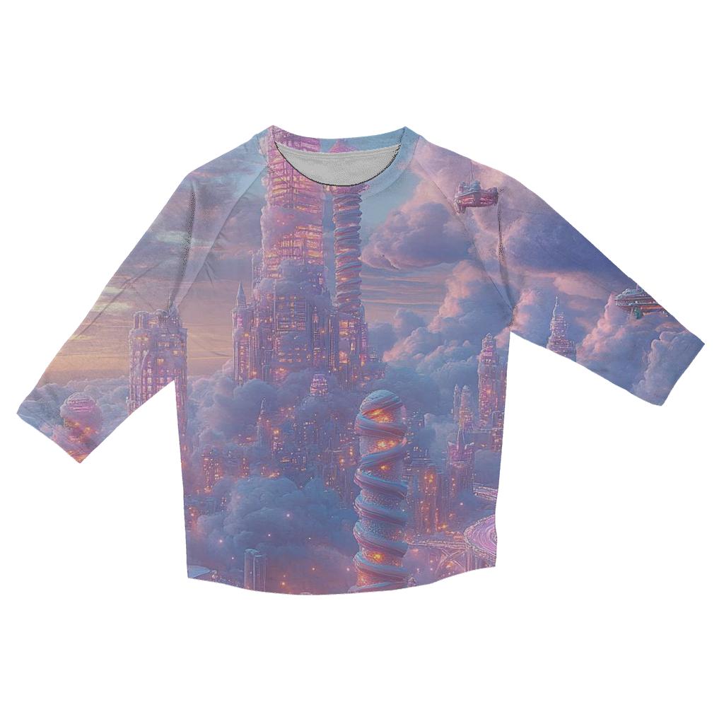 Cosmic Cotton Candy Skyline casual three quarter sleeve shirts